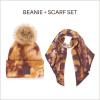 imageCC Tie Dye Multi Color Knit Pom Beanie with Faux Fur Pom and Matching Scarf Set Winter Accessories for WomenAntique MossWild Ginger