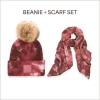imageCC Tie Dye Multi Color Knit Pom Beanie with Faux Fur Pom and Matching Scarf Set Winter Accessories for WomenBrownWild Ginger