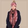 imageCC Tie Dye Multi Color Knit Pom Beanie with Faux Fur Pom and Matching Scarf Set Winter Accessories for WomenBrownWild Ginger