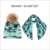 imageCC Tie Dye Multi Color Knit Pom Beanie with Faux Fur Pom and Matching Scarf Set Winter Accessories for WomenDeep TealSea Green