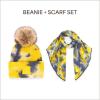 imageCC Tie Dye Multi Color Knit Pom Beanie with Faux Fur Pom and Matching Scarf Set Winter Accessories for WomenDenimYellow