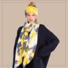 imageCC Tie Dye Multi Color Knit Pom Beanie with Faux Fur Pom and Matching Scarf Set Winter Accessories for WomenDenimYellow