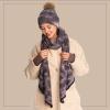 imageCC Tie Dye Multi Color Knit Pom Beanie with Faux Fur Pom and Matching Scarf Set Winter Accessories for WomenDk GreyLt Grey