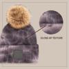 imageCC Tie Dye Multi Color Knit Pom Beanie with Faux Fur Pom and Matching Scarf Set Winter Accessories for WomenDk GreyLt Grey