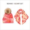 imageCC Tie Dye Multi Color Knit Pom Beanie with Faux Fur Pom and Matching Scarf Set Winter Accessories for WomenOrangePeach