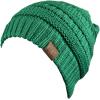 imageCC Trendy Warm Chunky Soft Stretch Cable Knit Beanie SkullyKelly Green