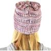 imageCC Trendy Warm Chunky Soft Stretch Cable Knit Beanie SkullyMauve Multi