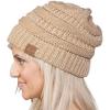 imageCC Trendy Warm Chunky Soft Stretch Cable Knit Beanie SkullyMetallic Gold