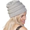 imageCC Trendy Warm Chunky Soft Stretch Cable Knit Beanie SkullyMetallic Silver