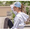 imageCC TwoThree Tone Distressed Washed CrissCross Ponytail Cap for WomenBeigePink