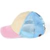 imageCC TwoThree Tone Distressed Washed CrissCross Ponytail Cap for WomenBeigePink