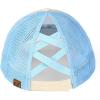 imageCC TwoThree Tone Distressed Washed CrissCross Ponytail Cap for WomenBeigePink