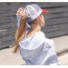 imageCC TwoThree Tone Distressed Washed CrissCross Ponytail Cap for WomenBlueRed