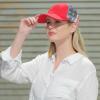 imageCC Unisex Baseball Cap  Embroidered Cotton Front American Flag Mesh Back AdjustableRed