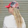 imageCC Unisex Baseball Cap  Embroidered Cotton Front American Flag Mesh Back AdjustableRed