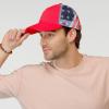 imageCC Unisex Baseball Cap  Embroidered Cotton Front American Flag Mesh Back AdjustableRed