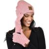 imageCC Unisex EcoFriendly Recycled Yarn Cuff Beanie and Touchscreen Gloves 2 Pc SetHeather Bubble Berry