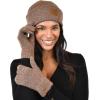 imageCC Unisex EcoFriendly Recycled Yarn Cuff Beanie and Touchscreen Gloves 2 Pc SetHeather Cacao