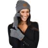 imageCC Unisex EcoFriendly Recycled Yarn Cuff Beanie and Touchscreen Gloves 2 Pc SetHeather Charcoal