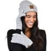 imageCC Unisex EcoFriendly Recycled Yarn Cuff Beanie and Touchscreen Gloves 2 Pc SetHeather Light Melange Gray