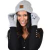 imageCC Unisex EcoFriendly Recycled Yarn Cuff Beanie and Touchscreen Gloves 2 Pc SetHeather Light Melange Gray