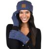 imageCC Unisex EcoFriendly Recycled Yarn Cuff Beanie and Touchscreen Gloves 2 Pc SetHeather Navy