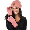 imageCC Unisex EcoFriendly Recycled Yarn Cuff Beanie and Touchscreen Gloves 2 Pc SetHeather Strawberry