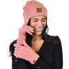 imageCC Unisex EcoFriendly Recycled Yarn Cuff Beanie and Touchscreen Gloves 2 Pc SetHeather Strawberry