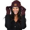 imageCC Unisex EcoFriendly Recycled Yarn Cuff Beanie and Touchscreen Gloves 2 Pc SetHeather Wine