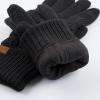 imageCC Unisex Knit Thick Warm Soft Stretch Fuzzy Lined Solid Ribbed Glove with Smart Tips G25G707Black