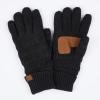 imageCC Unisex Knit Thick Warm Soft Stretch Fuzzy Lined Solid Ribbed Glove with Smart Tips G25G707Black