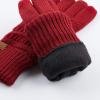imageCC Unisex Knit Thick Warm Soft Stretch Fuzzy Lined Solid Ribbed Glove with Smart Tips G25G707Burgundycc