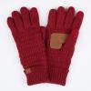 imageCC Unisex Knit Thick Warm Soft Stretch Fuzzy Lined Solid Ribbed Glove with Smart Tips G25G707Burgundycc