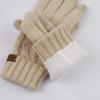 imageCC Unisex Knit Thick Warm Soft Stretch Fuzzy Lined Solid Ribbed Glove with Smart Tips G25G707Cable Knitbeige