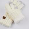 imageCC Unisex Knit Thick Warm Soft Stretch Fuzzy Lined Solid Ribbed Glove with Smart Tips G25G707Cable Knitivory