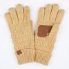 imageCC Unisex Knit Thick Warm Soft Stretch Fuzzy Lined Solid Ribbed Glove with Smart Tips G25G707Camel