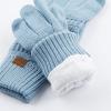 imageCC Unisex Knit Thick Warm Soft Stretch Fuzzy Lined Solid Ribbed Glove with Smart Tips G25G707Denimcc