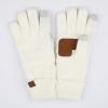 imageCC Unisex Knit Thick Warm Soft Stretch Fuzzy Lined Solid Ribbed Glove with Smart Tips G25G707Ivory