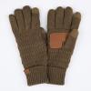 imageCC Unisex Knit Thick Warm Soft Stretch Fuzzy Lined Solid Ribbed Glove with Smart Tips G25G707New Olive