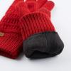 imageCC Unisex Knit Thick Warm Soft Stretch Fuzzy Lined Solid Ribbed Glove with Smart Tips G25G707Red