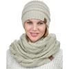 imageCC Unisex Soft Stretch Chunky Cable Knit Beanie and Infinity Loop Scarf SetBeige