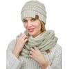 imageCC Unisex Soft Stretch Chunky Cable Knit Beanie and Infinity Loop Scarf SetBeige
