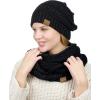 imageCC Unisex Soft Stretch Chunky Cable Knit Beanie and Infinity Loop Scarf SetBlack Metallic