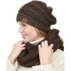 imageCC Unisex Soft Stretch Chunky Cable Knit Beanie and Infinity Loop Scarf SetBrown Metallic