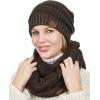 imageCC Unisex Soft Stretch Chunky Cable Knit Beanie and Infinity Loop Scarf SetBrown Metallic