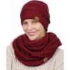 imageCC Unisex Soft Stretch Chunky Cable Knit Beanie and Infinity Loop Scarf SetBurgundy