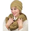 imageCC Unisex Soft Stretch Chunky Cable Knit Beanie and Infinity Loop Scarf SetCamel