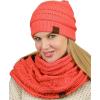 imageCC Unisex Soft Stretch Chunky Cable Knit Beanie and Infinity Loop Scarf SetCoral