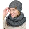 imageCC Unisex Soft Stretch Chunky Cable Knit Beanie and Infinity Loop Scarf SetDark Melange Gray