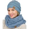 imageCC Unisex Soft Stretch Chunky Cable Knit Beanie and Infinity Loop Scarf SetDenim